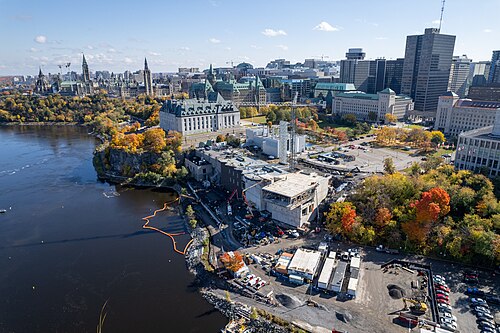 Skyline of Downtown Ottawa pictured from above the Ottawa River